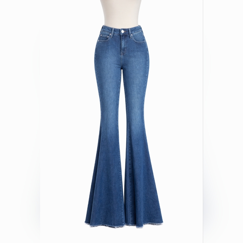 We The Free Ruffled Flare Jeans Women's 26 High Rise Lace Up Back Raw Hem